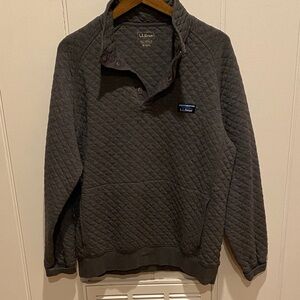 L.L. Bean Men's Charcoal Quilted Crewneck Sweater